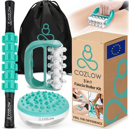 Kit de rodillo de fascia 3 en 1, ayuda a reducir la apariencia de la celulitis y ayuda a aumentar la circulación, masajeadores de fascia para muslos, caderas, brazos y cuerpo de Cozlow