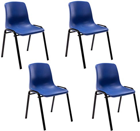 CLP Set 4x Sedie Impilabili Polipropilene Nowra I Sedie Ospite Ufficio Con Telaio In Metallo E Carico Max 120 KG, Colore:blu