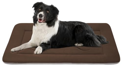 JoicyCo Dog Bed Soft Dog Crate Pad Mat for Medium/Large Dogs, 36 in Non-Slip Bottom Washable Dog Sleeping Mattress Pet Beds Cat Bed Kennel Pad, Dark Brown