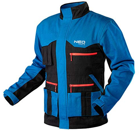 NEO TOOLS Giacca da lavoro da uomo HD+, 100% cotone, 275 g/m², S-XXL, collo alto, polsini regolabili con chiusura in velcro, chiusura lampo dietro una