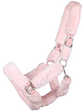 QHP Halfter Alaska komplett mit weichem Teddy-Kunstfell bezogen (Pony, rosa)