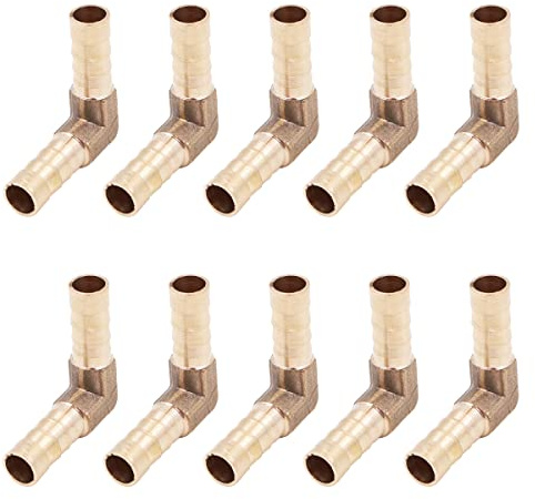WANGCL 10 Uds Accesorios de Manguera de latón Accesorios de Gas de 8mm Conector de Manguera de 90 Grados para Conexiones de Manguera de Combustible de Gas de Aceite de Agua de Aire