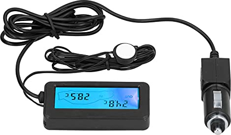 Termometro digitale per auto, mini termometro elettronico con display LCD, misuratore di temperatura per veicoli a 12V, ABS, 1.5m cavo, AG10 batteria inclusa, for auto interni ed esterni