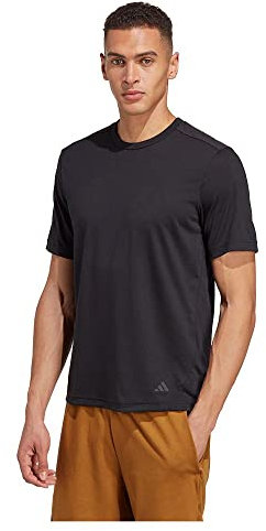 adidas Herren Yoga Base Training Tee T-Shirt, Black/Carbon, M