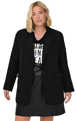 ONLY CARMAKOMA Carlana-Berry L/S Ovs Blazer TLR Noos Long pour Femme, Noir, 44 Plus