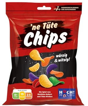 HUCH! | ´ne Tüte Chips | Gesellschaftsspiele | Partyspiel | Lustiges Familienspiel | witziges Zockerspiel | originelle Verpackung | Hoher Play-Score | Würzig & Witzig | Für 2-5 Spieler ab 8 Jahren