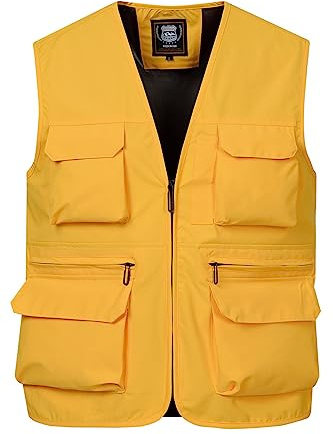Harbrosrce Homme Été Gilet de Pêche de Plein Air avec Multi-Poches Sans Manches Veste Respirant à Séchage Rapide Gilet de Plein air Photographe Camping Loisirs Safari Sport