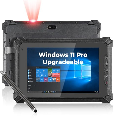 MUNBYN Rugged Windows Tablet with Barcode Scanner IRT06, 8 Windows 11 Pro, Works with HW N4680, 1D/2D Inventory Scanner, 8GB+128GB Industrial Tablets for ERP WMS