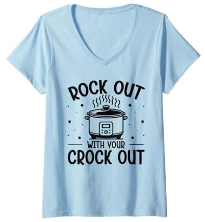 Womens Cooking with Crockpot Quote for a Crock Pot fan V-Neck T-Shirt