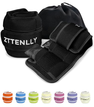 ZTTEN Adjustable Ankle Weights & Wrist Weights 0.9-4.5kg Neoprene Straps for Adults/Kids - Compact Design for Fitness, Yoga, Running