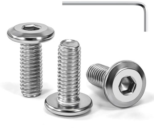 Tunejoy Tornillos de Cabeza Plana M6 x 16 mm Tornillo de Cabeza Hexagonal de Acero Inoxidable A2 V2A Perno de Muebles con llave Allen Rosca Completa 30 Piezas