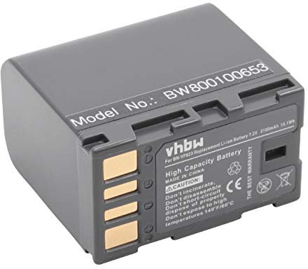 vhbw batteria sostituisce JVC BN-VF808U, BN-VF808, BN-VF815 per videocamera camcorder (2100mAh, 7,2V, Li-Ion) con infochip