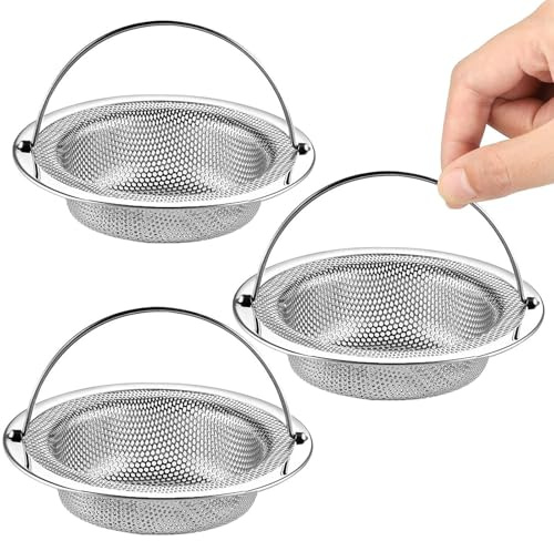 3 Pezzi Filtro Lavandino Cucina Filtro Scarico Lavandino Filtro Lavandino In Acciaio Lnox Cucina Sink Strainer Filtro Anti Intasamento Per Doccia, Vasca Da Bagno O Lavelli Da Cucina
