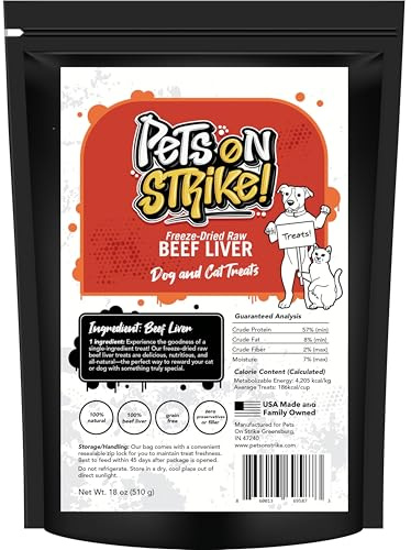 PETS ON STRIKE Freeze Dried Beef Liver for Dogs & Cats (18oz) – Single Ingredient Dog Treats – USA Sourced & Made – High Protein, All Natural, Grain Free – Raw Freeze-Dried Training Treats