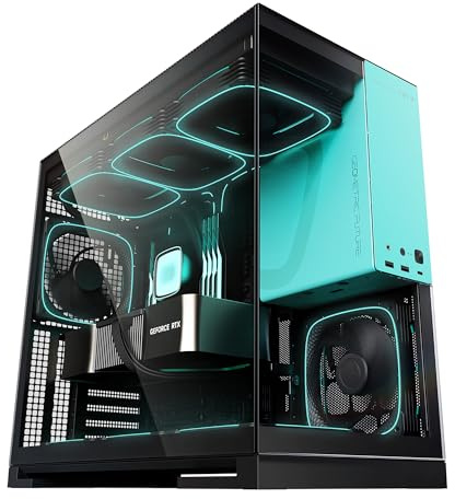 Geometric Future Torre Media de Vidrio Templado M5, Caja para Juegos E-ATX/ATX, Acero de 1,2 mm, Tipo C, Paneles sin Herramientas, Soporte de radiador 420/360, Ventilador ARGB PWM de 140 m x 5