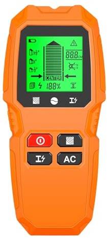 Scanner da Parete, Sensore scanner da parete 7 in 1 con display LCD, rilevatore di montanti for cavi CA, montanti metallici, travetti in legno, tubi(Oranje)