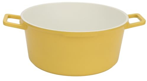 ZDETGU Emaljerad Lagergryta med Lock 5QT Keramisk Non-stick Kökskärl Dubbla Handtag Stor Kapacitet för Soppgryta Mjölkgröt Aluminiumlegering Köksgryta Grön (Gul)