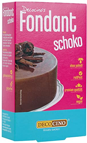 DECOCINO Fondant Schoko – 250 g – ideal zum Verzieren von Kuchen, Torten, Cupcakes – Palmölfrei & vegan