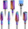 MELODYSUSIE Nail Drill Bits Set Carbide Less Dust Professional 3/32 Inches Nail Bits Filing Acrylic Nails Gel Nails Down Removing Cuticle Tools for Electric Nail Files Drill Machine, 7pcs, Rainbow