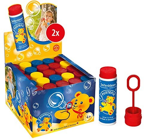 PUSTEFIX Seifenblasen Set I 2 x 25 Klassik 42ml I Bunte Rainbow Bubbles Made in Germany I Seifenblasen für Hochzeit, Kindergeburtstag, Standesamt, Polterabend I 50 x 42 ml Vorteilspack
