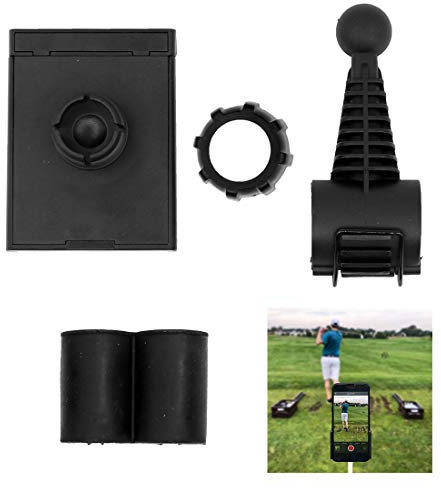 Flyan Black Golf Swing Record Phone Holder to Record Golf Swing Putting Short Game,360° Rotation Universal Adjustable Smartphone Holder for Golf Buggy Trolley Cart
