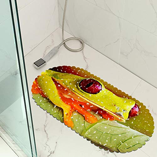Jaeknxcg Badewanneneinlage rutschfest Badematten für Wanne Duschmatte mit Abflusslöchern Saugnäpfe Maschinenwaschbar 35X70CM Frosch