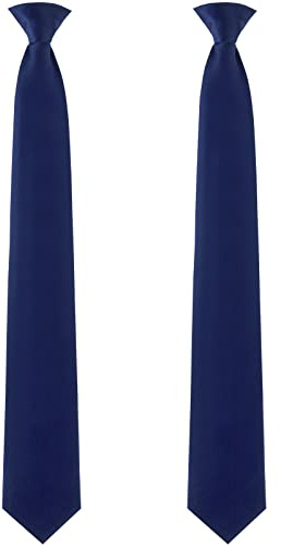 Neer 2 Cravates à Clipser de Couleur Unie Pré-Nouées (Bleu Marine, 20 Pouces)