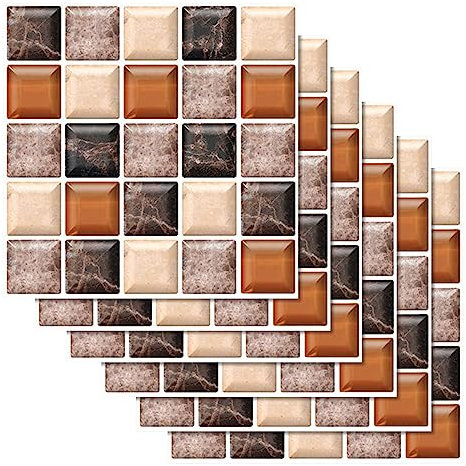 Liwein 30 Piezas Pegatinas de Azulejos Autoadhesivos Baño Cocina Pegatina de Pared Decorativos Adhesivos para Azulejos Resistentes al Agua y Aceite 20×20cm (Mosaico de Café Gris)