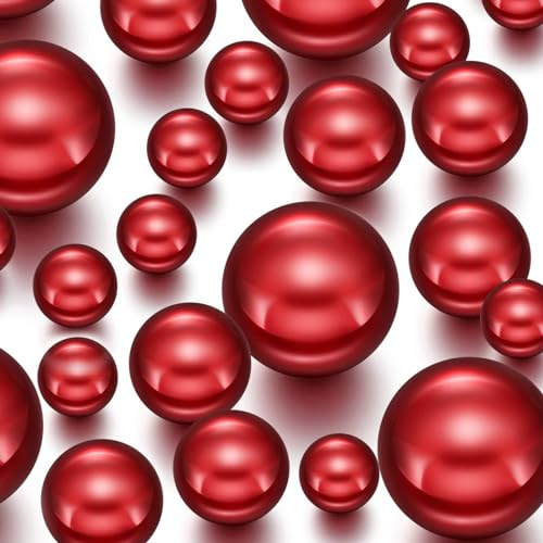 FENGCHUANG Red Vase Filler Beads for Centerpieces 150 Pcs No Hole Faux Pearl for Vases Filler Decoration 8/14/20mm Pearls Beads for Wedding Home Party Floating Candle Decor