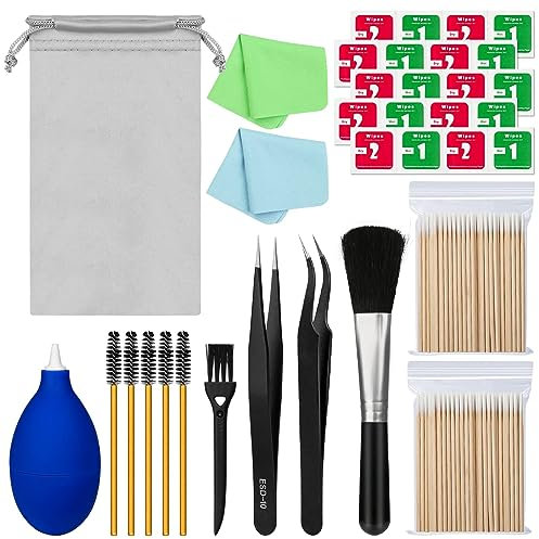223PCS Handy Reinigungsset, iPhone Putzset Kopfhörer Airpods Reinigungs Set, Elektronik Reinigungsset mit Bürste, Keyboard Cleaning Brush Kit, Reinigungsbürste für Smartphone Tastatur schwarz