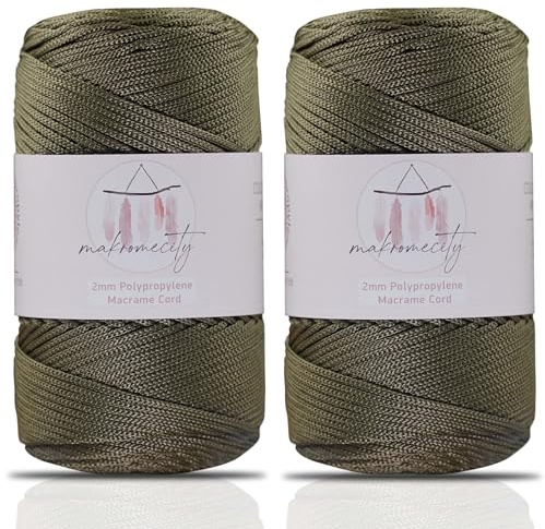 Makromecity 2 trådar makramégarn 2 mm x 230 m premium polyester makramérep polypropylen garn för hantverk heminredning platsplatta axelväska handväska löpare nappkedja 20 färger