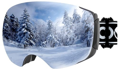 COOLOO Skibrille Herren Damen Jugendliche - Magnetischer OTG Rahmenloser Anti-Beschlag-Schutz mit 100% UV-Schutz