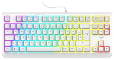 uRage Gaming Tastatur  Exodus 220 TKL QWERTZ (Gamer Keyboard ohne Ziffernblock, Tenkeyless DE Layout, RGB beleuchtete Tasten, Anti-Ghosting) weiß