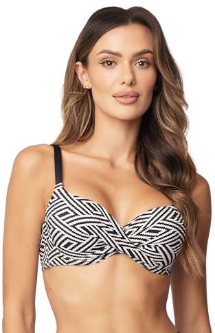 VIVISENCE Bikini push-up bh dam badmode blommig justerbar klassisk EU 3222, svart, 85D