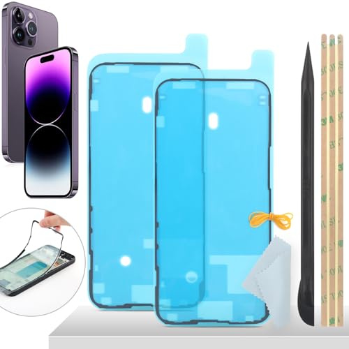 YHX-OU 6,7 tum batterilucka vattentät folie självhäftande film för iPhone 14 Pro Max batterilucka tätning lim lim lim [2 stycken] + kofot + gummiband + displayrengöringsduk