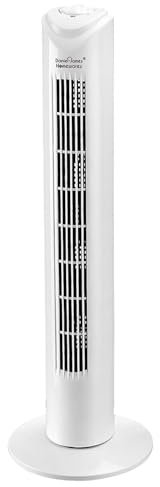 DANIEL JAMES Housewares 32” Tower Fan - 90 Degree Oscillating Fan with 3 Speeds - Freestanding Quiet Cooling Fan for Bedroom & Living Room - 50W, White