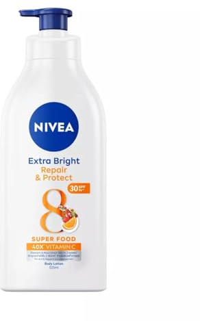 NIVEA Extra Bright Repair Protect Body Lotion, 40X Vitamin C from 8 Superfoods, SPF30, PA+++, Whitening, Vitamin C, 24hr Moisture 550ml