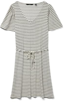 VERO MODA Damen Vmgina 2/4 Short Dress JRS Ga Noos, Oatmeal, Medium