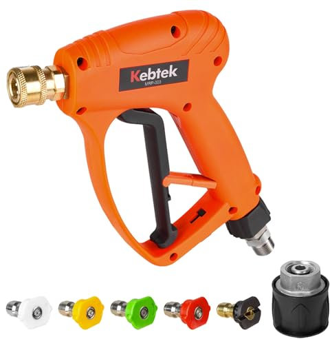 Kebtek Hochdruckreiniger Pistole 5200 PSI mit 5 Düsen Wasserstrahl, Adapter für Karcher K2-K7, M22 14MM Schlauchschnittstelle 1/4 Schnellanschlussdüse für Autowäsche Patio Reinigung