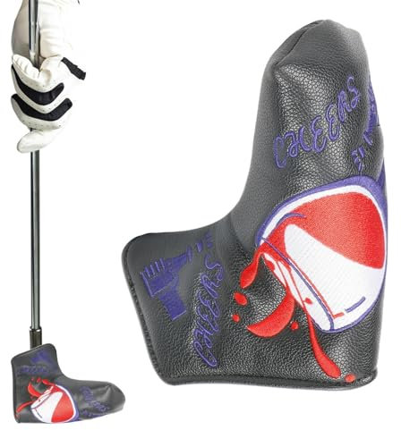 Rackethuvudfodral för järnklubbor golf lång hals med magnetisk stängning, putter Headcover PU-läder – skalle huvud golf blad putter cover