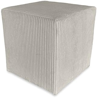 Best For Home | Würfel Pouf Hocker | Beige Poof Fußhocker | Samt Sitzhocker für Wohnzimmer, Schlafzimmer & Flur | Polster Ottoman | Gepolstert Sitzpuff oder Sitzwürfel für Sofa oder Sessel