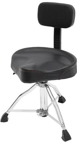 QIERF Trumpall, justerbar höjd trumstol 45–60 cm, trumma med ryggstöd, 120 kg lastkapacitet, 360° roterbar för trummisar pianostudio, svart