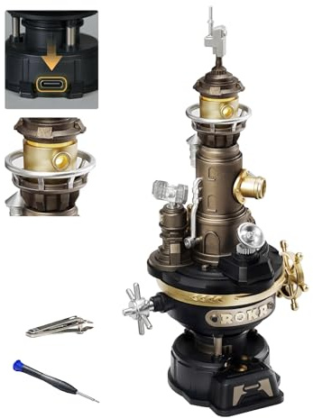 ROKR Puzzle 3D Modello di Assemblaggio Meccanico Modellismo Costruire CGM01 | Modellismo Adulti Plastica Metallo, Città Industriale dei Regali Artigianali Fai da Te, Navi Lighthouse