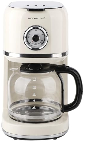EMERIO Kaffeemaschine Retro Style | 900W | 1,5 Liter | bis zu 12 Tassen | Ziffernblatt für Warmhaltezeit | Dauer-Filter (waschbar) | Warmhaltefunktion | Automatische Abschaltung | CME-133280.1