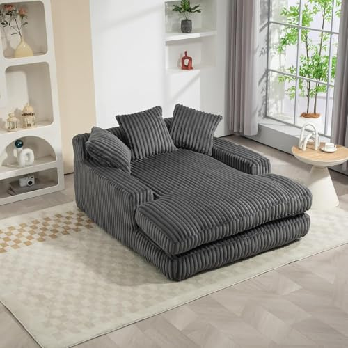 HaoChrymec Sofá Cama Cloud de Terciopelo con 3 Cojines, Asiento Individual Comodidad Premium, Sillón Lounge, para Salón, Habitación y Oficina, Gris Oscuro, 125x155x63cm