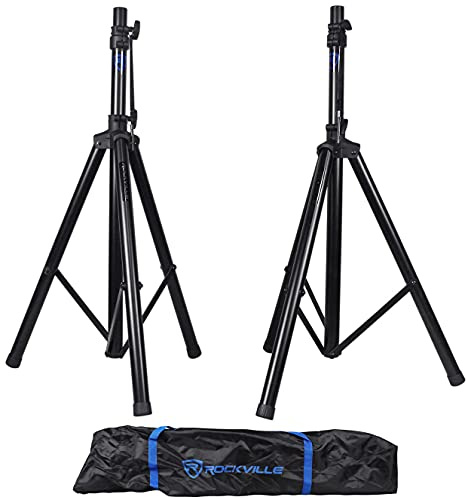 Rockville RVES1 Pair Tripod DJ PA Speaker Stands with Carry Bag, 100 lbs Capacity, Adjustable Height to 71, Steel Construction, for Events & Performances