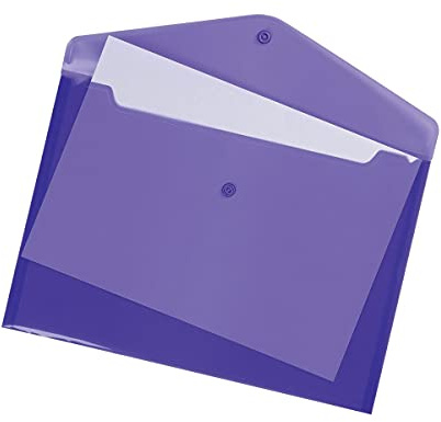 5 Star Office 937610 A4 Stud Wallet Polypropylene Translucent Envelope - Purple (Pack of 5)