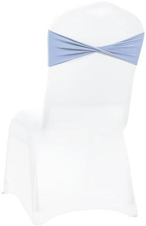 VDS Pack of 100 PCS | Baby Blue | Spandex Chair Sashes Bows Without Buckle | Stretch Elastic Banquet Universal Folding Chair Band Tie with for Wedding Party Conference Celebration Event Decoration