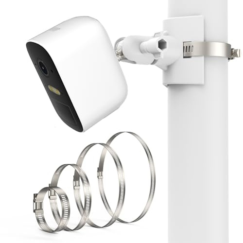 Arlo Support de montage pour arlo Pro 2, Arlo Pro 3, Arlo Ultra, Arlo Essential, Ring Reolink Eufy Compatible avec tuyaux de 5 à 20 cm sans perforation (blanc, 1 pièce)