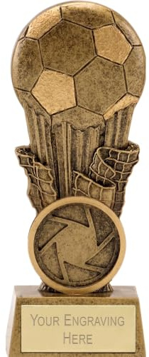 TROPHIESPLUSMEDALS Personalised Football Trophy, Gold, 10cm, Engraving